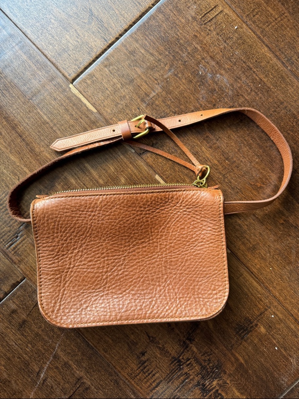 Madewell Classic Textured Leather Belt Bag - Cognac